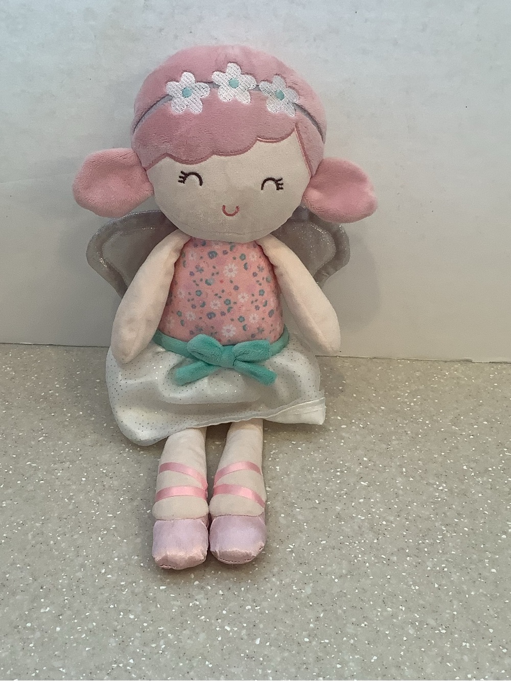 Little Me Plush Soft Doll Pink and Mint Fairy Grace Girl Ballet Sparkle Wings